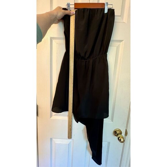 BCBGeneration Asymmetrical Hem Strapless Draped Bodice Feminine Black Dress M - Picture 6 of 9